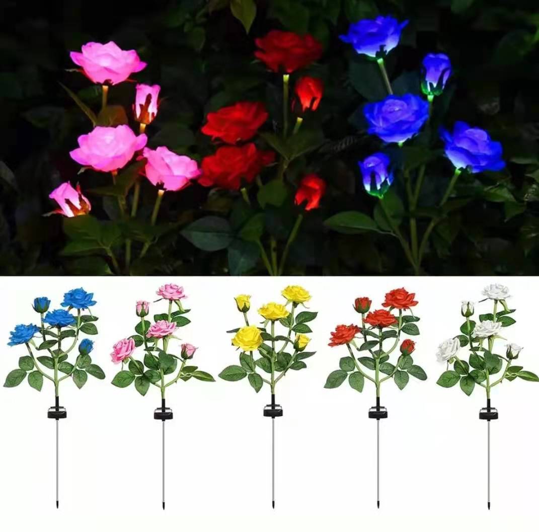 illuminazione.Luci di Natale Simulazione solare a LED Rose Flower Light decorativo per la casa luci per fiori decorazione per giardino lampada da prato paesaggio impermeabile luce rosa